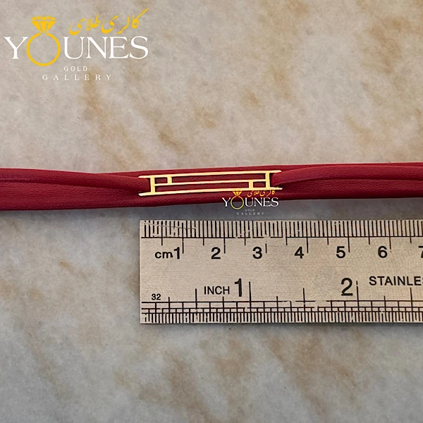 دستبند طلا چرم قرمز زنانه